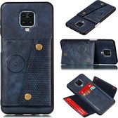 Voor Xiaomi Redmi Note 9 Pro PU + TPU schokbestendige magnetische beschermhoes met kaartsleuven (blauw)