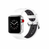 Concavo Convex siliconen horlogeband voor Apple Watch Series 3 & 2 & 1 38 mm (wit + zwart)