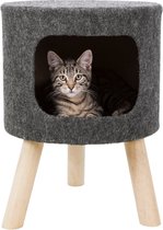Trixie kattenmand poef senta vilt antraciet - 38x38x50 cm - 1 stuks