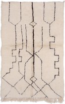 Handgeweven Berber Tapijt ''Beni Ourain'' - 240 x 150 cm - Uniek en handgemaakt - Hoogpolig vloerkleed – 100 % natuurlijk wol
