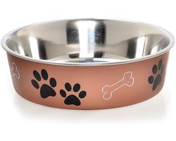 Honden Voerbak & Drinkbak - Vaatwasmachinebestendig, met Antislip en Antibacteriële RVS binnenzijde - Loving Pets Bella Bowl - 8 kleuren in Small tot Extra-Large - Kleur: Copper, Maat: Medium - 750ml