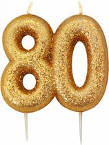 Witbaard Nummerkaars 80 Glitter 7 Cm Wax Goud