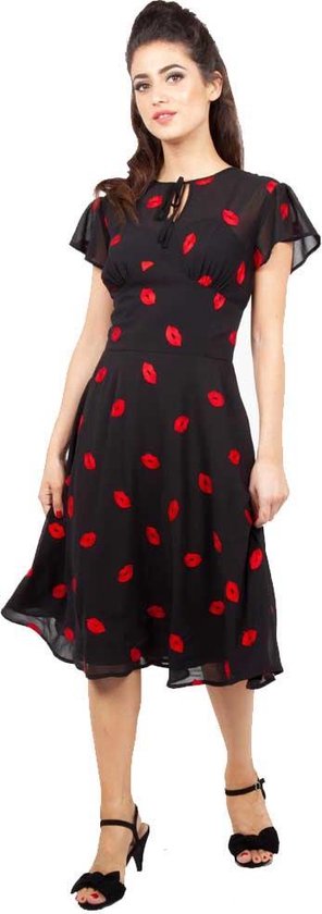 Dek de tafel Traditioneel onderpand Voodoo Vixen Korte jurk -XL- Valerie Kiss Kusjes, lippen Zwart/Rood | bol
