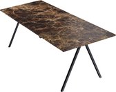 Marmeren Eettafel - Dark Emperador Bruin (V-poot) - 200 x 80 cm  - Gepolijst