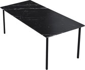 Marmeren Eettafel - Nero Marquina Zwart (4-poot) - 180 x 100 cm  - Gepolijst