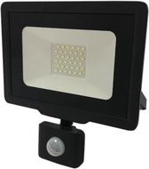50W LED Projector Twilight Bewegingsmelder Extra Plat IP65 ZWART - Wit licht