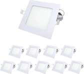 LED Paneel Downlight 6W Slim Vierkant WIT (pak van 10) - Wit licht
