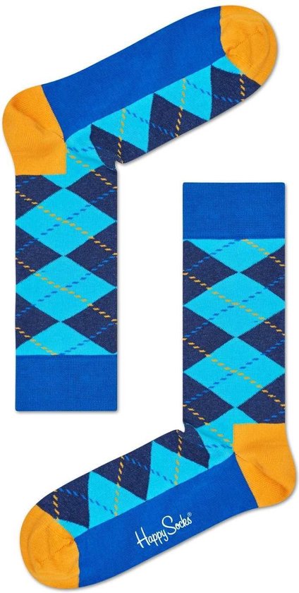 Happy Socks Argyle Sokken- Blauw/Geel - Maat 36-40
