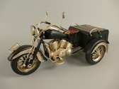 metaalkunst - antieke 3-wiel motor - zwart - 15 cm hoog