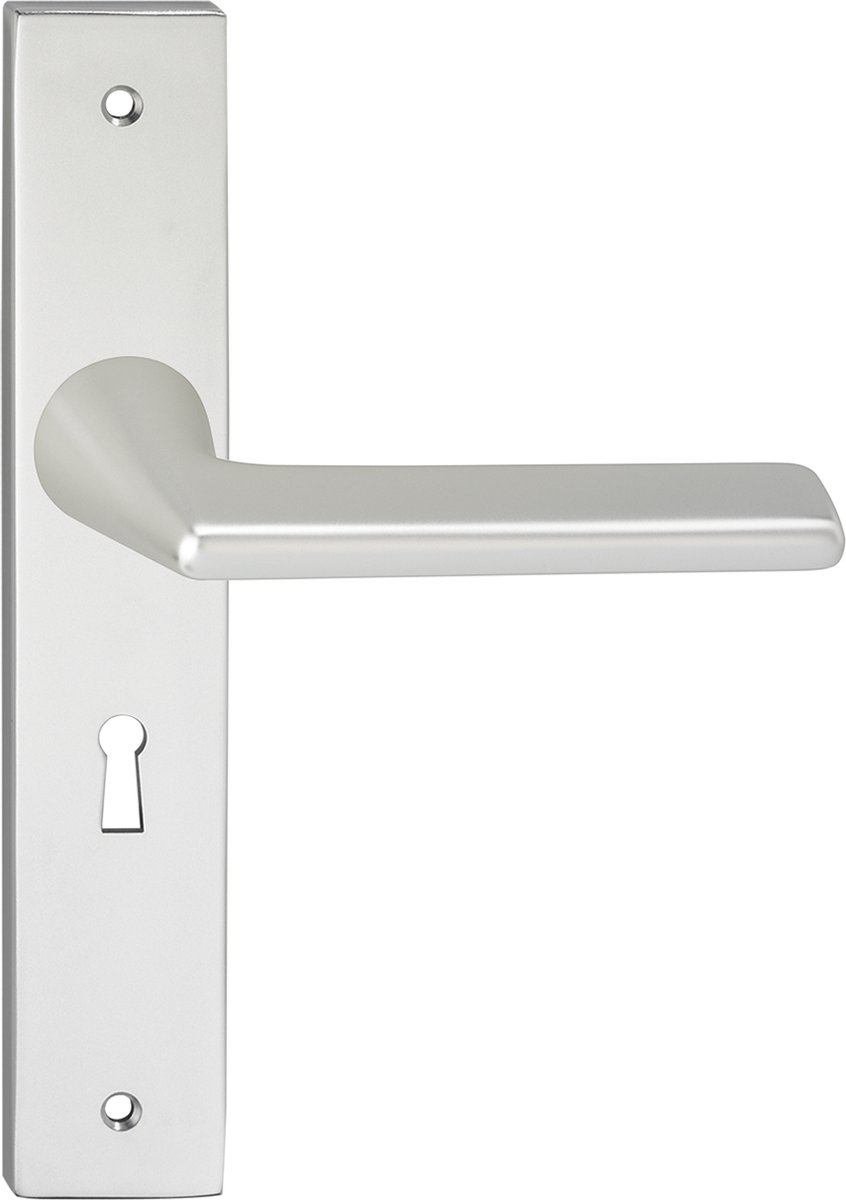 Deurkruk - Impresso Bristol - Voor binnen - Vierkant deurschild met schroeven en sleutelgat - Aluminium - 2 stuks