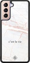 Samsung S21 hoesje glass - C'est la vie | Samsung Galaxy S21  case | Hardcase backcover zwart