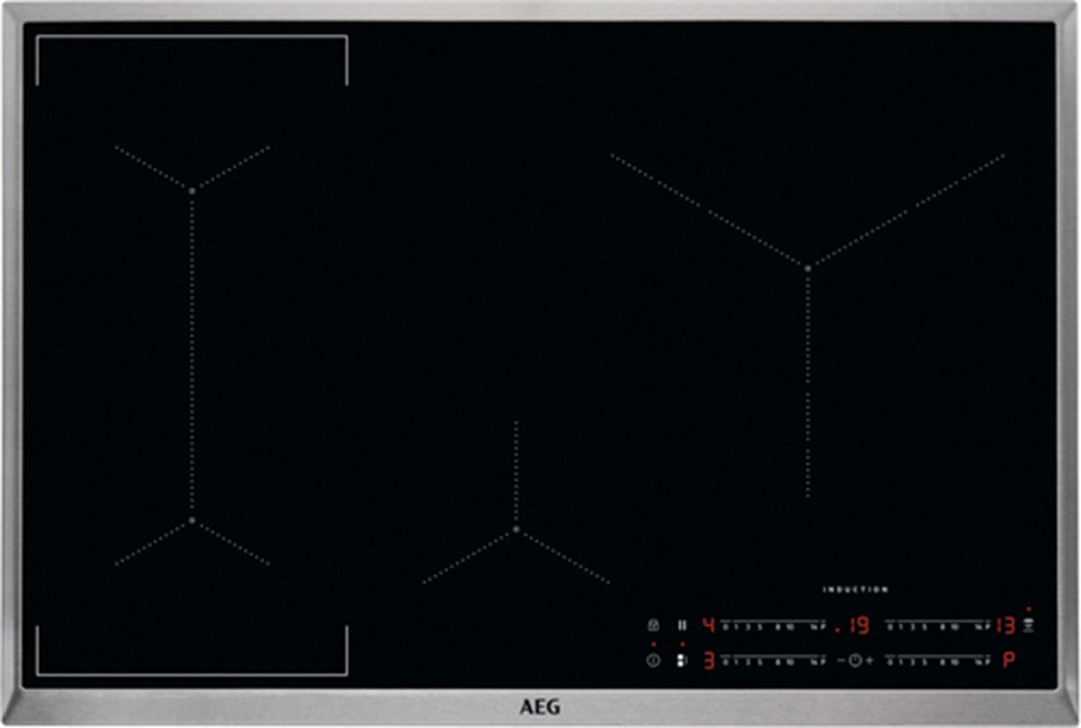 AEG IKE84445XB kookplaat Zwart, Roestvrijstaal Ingebouwd 80 cm Halogeen 4 zone(s)