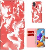 Voor Samsung Galaxy A21s Cloud Fog Pattern Horizontal Flip Leather Case met Houder & Card Slot & Wallet (Rood)