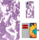 Voor Samsung Galaxy A20/A30 Cloud Fog Pattern Horizontal Flip Leather Case met Houder & Card Slot & Wallet (Paars)