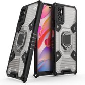 Voor Geschikt voor Xiaomi Redmi Note 10 5G Space PC + TPU Schokbestendige hoes met ringhouder (grijs)