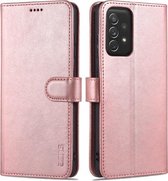 Voor Samsung Galaxy A72 5G/4G AZNS Huid Voelen Kalf Textuur Horizontale Flip Lederen Case met Kaartsleuven & Houder & Portemonnee (Rose Goud)