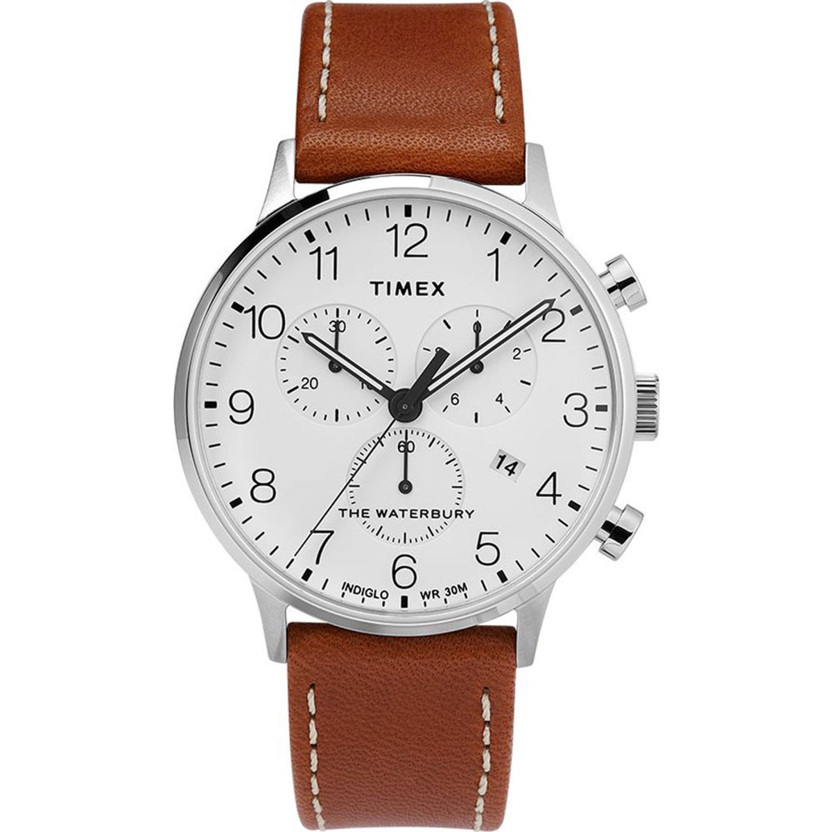 Timex Classic Chrono TW2T28000 Horloge - Leer - Bruin - Ø 40 mm