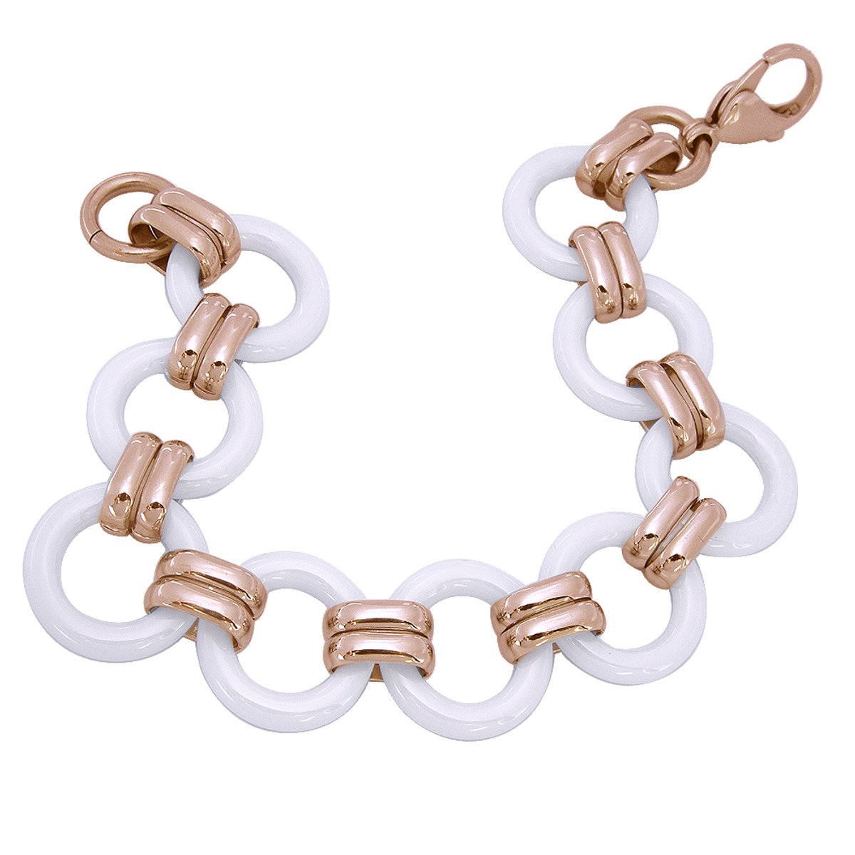 Orphelia ASG-053 - Armband - Roestvrij Staal Roodgoudkleurig Pvd - Keramiek - 20 CM