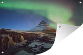 Muurdecoratie Poollicht over de Kirkjufell berg bij Snaefellsnes in Europa - 180x120 cm - Tuinposter - Tuindoek - Buitenposter