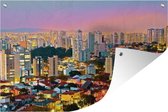 Muurdecoratie Een kleurrijke zonsondergang over de stad São Paulo in Brazilië - 180x120 cm - Tuinposter - Tuindoek - Buitenposter