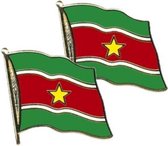 2x stuks pin speldje Vlag Suriname 20 mm - Verkleed feestartikelen