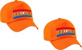 4x stuks Holland fan pet / cap - oranje - met Nederlandse vlag - kinderen - EK / WK / Koningsdag - supporter petje / kleding