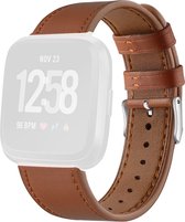 By Qubix geschikt voor Fitbit Versa 1 - 2 & Lite leren bandje - Bruin Smartwatchbandje bandje Armband Polsband Strap Band Watchband