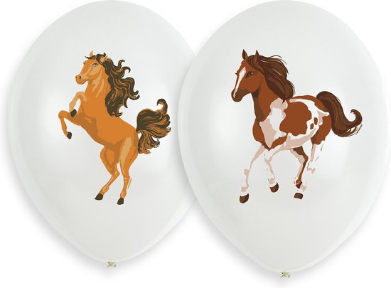Ballonnen Paarden - Beautiful Horses -  27 Cm Latex Wit 6 Stuks