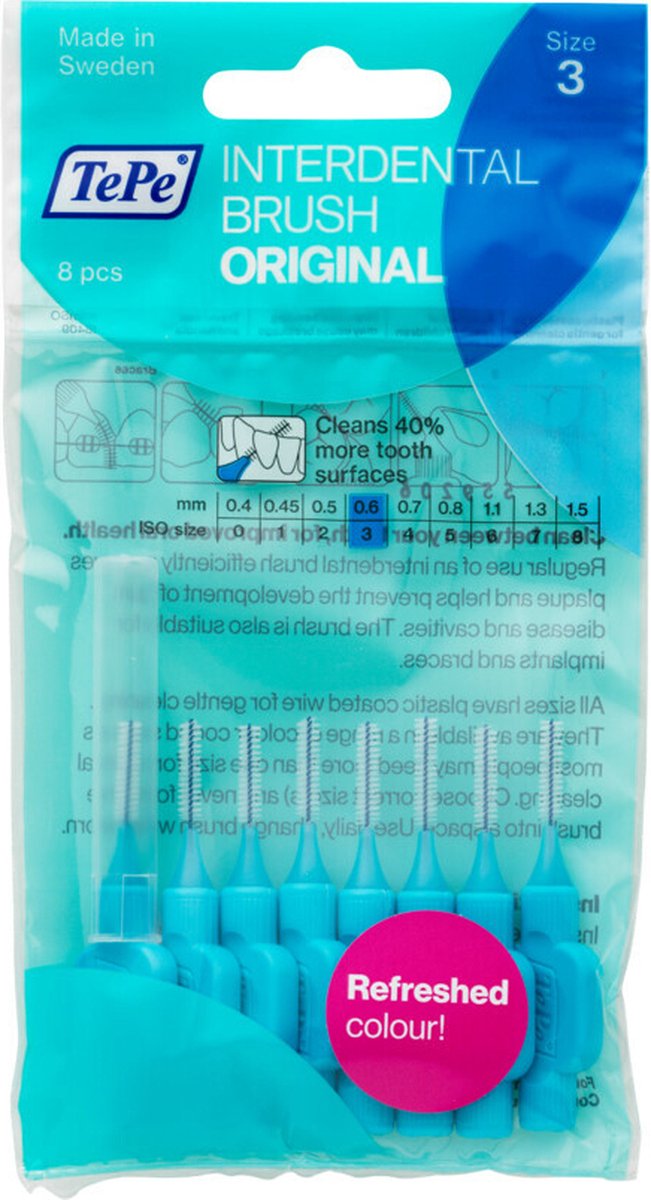10x TePe Ragers 0,6 mm Blauw blister à 8 stuks