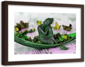 Foto in frame , Boeddha  met groene blaadjes , 120x80cm , Multikleur, Premium print