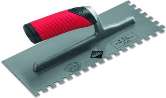 Foto: Rubi lijmspaan rvs ergonomisch soft grip 12 mm slijtvast plakspaan lijmkam lijm aanbrengen en verdelen