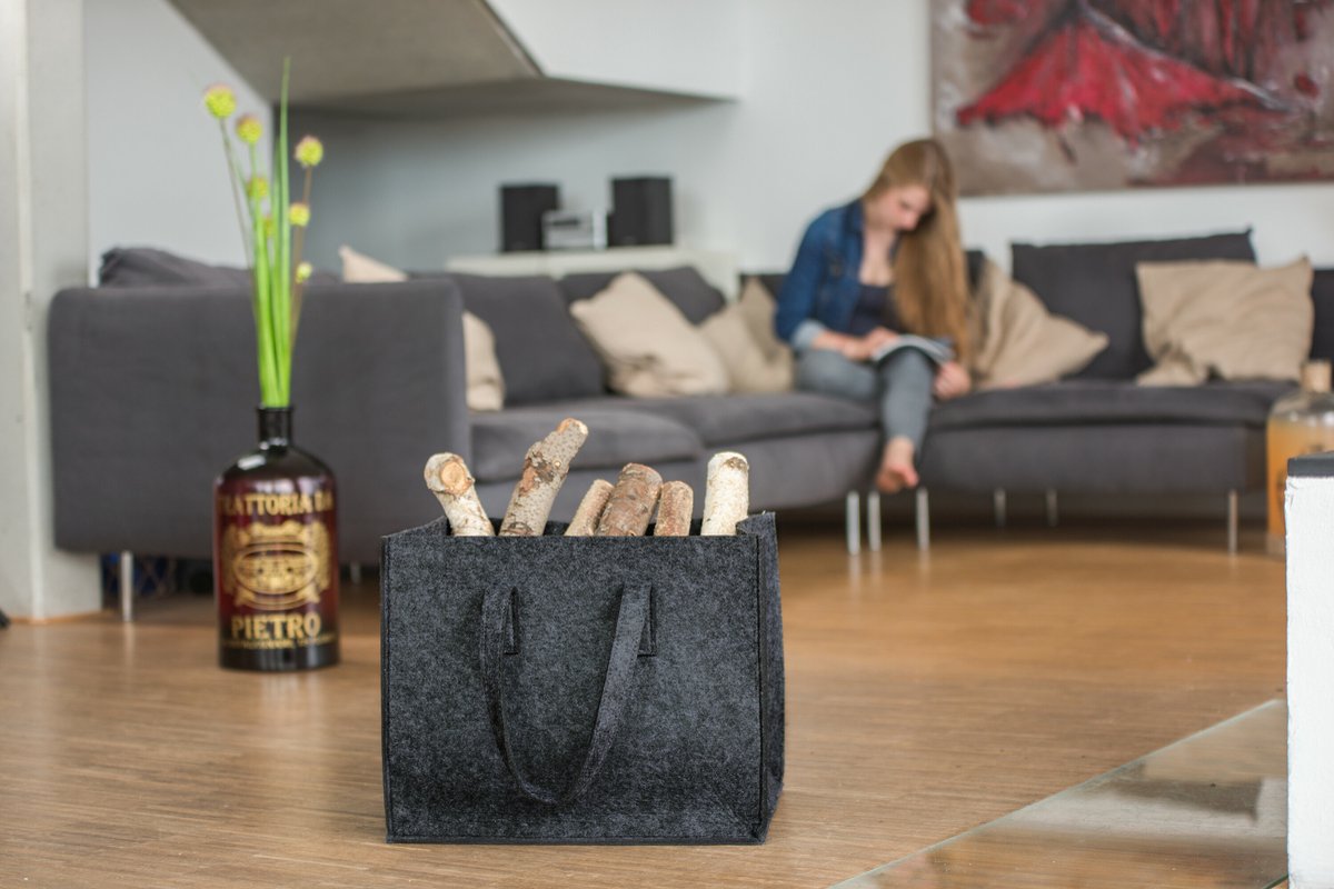 houtmand vilt - opvouwbaar - 34,5 x 43 x 36,5 cm - houtopslag binnen - antraciet — cadeau in Wonen & Interieur - foto 4