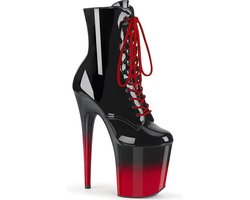 Pleaser - FLAMINGO-1020BR-H Plateau Laarzen, Paaldans schoenen - Paaldans schoenen - 37 Shoes - Zwart/Rood