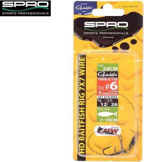 Spro Heavy Duty Baitfish Rig 7 x 7 - 30 cm - enkele haak + dreg - haakmaat 2 van Spro — afbeelding 3