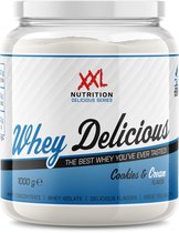 XXL Nutrition - Whey Delicious - Cookies & Cream - Wei Eiwitpoeder met BCAA & Glutamine, Proteïne poeder, Eiwit shake, Whey Protein - 1000 gram