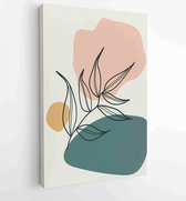 Botanical wall art vector set. Earth tone boho foliage line art drawing with abstract shape 4 - Moderne schilderijen – Vertical – 1888031887 - 80*60 Vertical