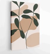 Botanical wall art vector set. Earth tone boho foliage line art drawing with abstract shape 4 - Moderne schilderijen – Vertical – 1888031896 - 115*75 Vertical