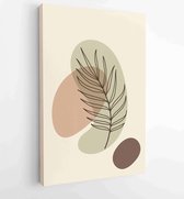 Botanical wall art vector set. Earth tone boho foliage line art drawing with abstract shape. 3 - Moderne schilderijen – Vertical – 1866300565 - 80*60 Vertical