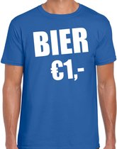 Fun t-shirt - bier 1 euro - blauw - heren - Feest outfit / kleding / shirt L