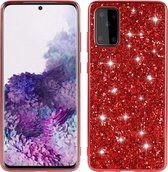 Samsung Galaxy S20 Hoesje - Mobigear - Glitter Serie - Hard Kunststof Backcover - Rood - Hoesje Geschikt Voor Samsung Galaxy S20