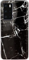 Huawei P40 Hoesje - Mobigear - Marble Serie - TPU Backcover - Zwart - Hoesje Geschikt Voor Huawei P40