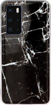 Mobigear Hoesje geschikt voor Huawei P40 Telefoonhoesje Flexibel TPU | Mobigear Marble Backcover | P40 Case | Back Cover - Zwart