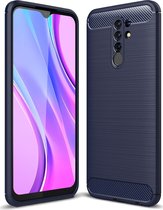 Xiaomi Redmi 9 Hoesje - Mobigear - Brushed Slim Serie - TPU Backcover - Blauw - Hoesje Geschikt Voor Xiaomi Redmi 9