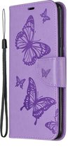Samsung Galaxy A20s Hoesje - Mobigear - Butterfly Serie - Kunstlederen Bookcase - Paars - Hoesje Geschikt Voor Samsung Galaxy A20s