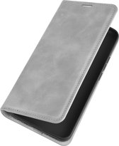 Xiaomi Redmi 9 Hoesje - Mobigear - Retro Slim Serie - Kunstlederen Bookcase - Grijs - Hoesje Geschikt Voor Xiaomi Redmi 9