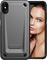 Apple iPhone XS Max Hoesje - Mobigear - Armor Serie - Hard Kunststof Backcover - Grijs - Hoesje Geschikt Voor Apple iPhone XS Max