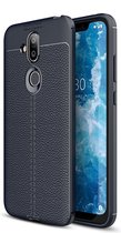 Nokia 8.1 Hoesje - Mobigear - Luxury Serie - TPU Backcover - Marineblauw - Hoesje Geschikt Voor Nokia 8.1