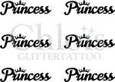 Chloïs Glittertattoo Sjabloon - Princess - Multi Stencil - CH9709 - 1 stuks zelfklevend sjabloon met 6 kleine designs in verpakking - Geschikt voor 6 Tattoos - Nep Tattoo - Geschik