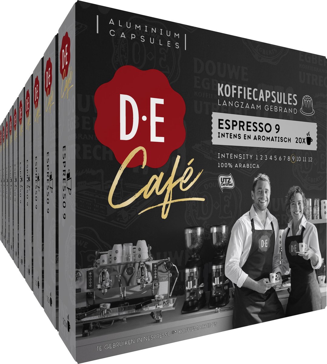 terugvallen honing Massage Douwe Egberts D.E Café Espresso Koffiecups - Intensiteit 9/12 - 10 x 20  Capsules | bol.com