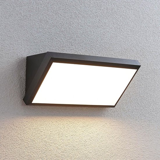 Lindby - LED plafondlamp - 1licht - polycarbonaat, ABS - H: 13.8 cm - donkergrijs (RAL 7024, wit - Inclusief lichtbron